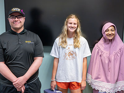 The winning team of the 2025 BNFOthon, left to right: Safwan Safadi (Computer Science), Stella Castro (Bioinformatics), Khadeeja Bandukwala (Bioinformatics).